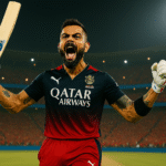 Virat Kohli roaring after scoring IPL 2025 century